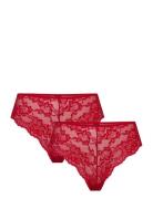 Pclina Lace Wide Brief 2-Pack Noos Trusser, Tanga Briefs Red Pieces