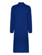 Slfkamma Half Zip Ls Knit Dress Camp Maxikjole Festkjole Blue Selected...