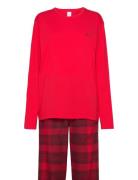 L/S Pant Set Pyjamas Nattøj Red Calvin Klein