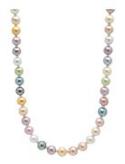 Pastel Pearl Necklace With Silver Halskæde Smykker Multi/patterned Nia...
