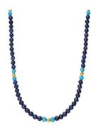 Beaded Necklace With Blue Lapis, Turquoise, And Gold Halskæde Smykker ...