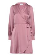 Vienna Ravenna L/S Short Wrap Dress-Noos Kort Kjole Pink Vila
