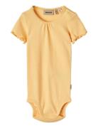 Rib Body S/S Edna Bodies Short-sleeved Yellow Wheat