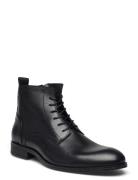 Biabyron Leather Lace Up Boot Snørestøvler Black Bianco