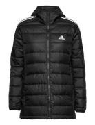 Essentials Light Down Hooded Parka Foret Jakke Black Adidas Sportswear