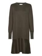 Als Short Knit Dress Knælang Kjole Khaki Green NORR