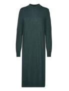 Viril Crew Neck L/S Midi Dress - Noos Knælang Kjole Green Vila