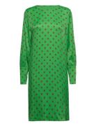 Dress With Gatherings In Dot Print Knælang Kjole Green Coster Copenhag...
