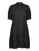 Flounced Dress With Lenzing™ Ecovero™ Knælang Kjole Black Esprit Colle...