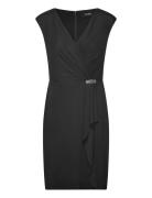 Jersey Cap-Sleeve Cocktail Dress Kort Kjole Black Lauren Ralph Lauren