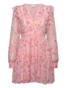 Viroman New V-Neck L/S Short Dress/Dc/Ka Kort Kjole Pink Vila