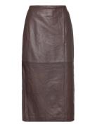 Sljoselyn Skirt Knælang Nederdel Brown Soaked In Luxury