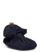 Cotton Jaquard Slippers Shoes Baby Booties Navy Melton