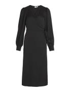 Viomi L/S Satin Wrap Dress/Su Dresses Cocktail Dresses Black Vila