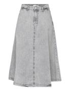 Bluebell Skirt Knælang Nederdel Grey Basic Apparel