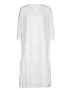 Annaba Long Chiffon Dress Knælang Kjole White Tamaris Apparel