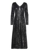 Slfalaia Ls Midi Sequins Dress B Knælang Kjole Black Selected Femme