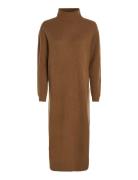 Md Wool Cash Roll-Nk Midi Dress Knælang Kjole Brown Tommy Hilfiger