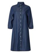 Elaine Lyocell Shirt Dress Knælang Kjole Navy Lexington Clothing