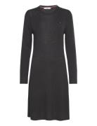 Soft Wool Flared Swt Dress Knælang Kjole Black Tommy Hilfiger