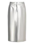 Visilver Hw Coated Skirt/Ls Knælang Nederdel Silver Vila