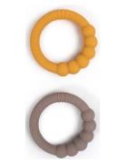 Silic Teether Ring 2-Pack - Warm Grey + H Y Gold Toys Baby Toys Teethi...