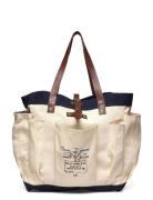 Leather-Trim Canvas Tote Shopper Taske Cream Polo Ralph Lauren