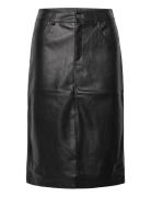 Nmkath Nw Front Slit Midi Skirt Pu Knælang Nederdel Black NOISY MAY