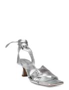 D6Ziya Heeled Leather Sandals Sandal Med Hæl Silver Dante6