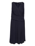 Str Matte Jersey-Dress Knælang Kjole Navy Lauren Women