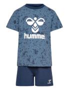 Hmlnole Night Suit S/S Pyjamassæt Blue Hummel