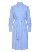 Belted Cotton Oxford Shirtdress Knælang Kjole Blue Polo Ralph Lauren