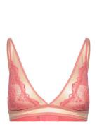 Lace Plunge Bralette Lingerie Bras & Tops Soft Bras Bralette Pink Unde...