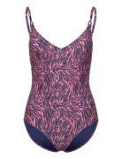 Tidra Bikini Wirefree Plunge T-Shirt Swimsuit Badedragt Badetøj Pink F...
