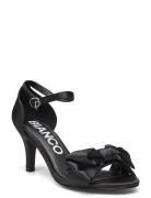 Biaadore Bow Sandal Satin Sandal Med Hæl Black Bianco