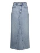Vintage Long Denim Skirt Lang Nederdel Blue Gina Tricot