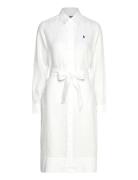 Belted Linen Shirtdress Knælang Kjole White Polo Ralph Lauren