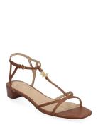 Fallon Nappa Leather Sandal Flade Sandaler Brown Lauren Ralph Lauren