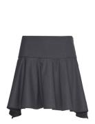 Wool Mini-Skirt With Asymmetrical Hem Kort Nederdel Grey Mango