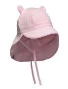 Summer Hat Ears Muslin Solhat Pink Huttelihut