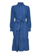 Checked Midi Dress Knælang Kjole Blue Esprit Collection