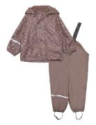 Rainwear Set -Aop, W.fleece Outerwear Rainwear Rainwear Sets Pink CeLa...