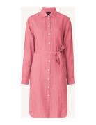 Isa Linen Shirt Dress Knælang Kjole Pink Lexington Clothing