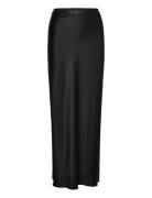 Hana Long Logo Satin Skirt Lang Nederdel Black Ahlvar Gallery