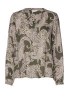 Paisley Blouse Tops Blouses Long-sleeved Green Kaffe