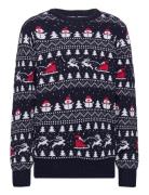 The Stylish Christmas Jumper Navy Tops Knitwear Pullovers Blue Christm...