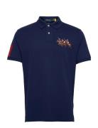 Custom Slim Fit Triple-Pony Polo Shirt Tops Polos Short-sleeved Blue P...