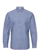 Slhslimnew-Linen Shirt Ls W Tops Shirts Casual Blue Selected Homme