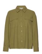Onlcaro L/S Ovs Linen Bl Shirt Cc Pnt Tops Shirts Long-sleeved Green O...