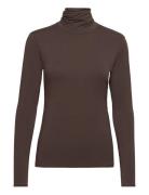 Sara Print Turtle Tops T-shirts & Tops Long-sleeved Brown HOLZWEILER